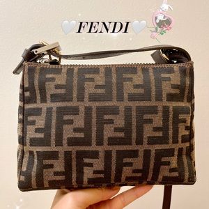 ⚡️RARE⚡️Auth🎀FENDI Zucca Zucchino Monogram Pochette Wallet Pouch/Clutch Bag🧚